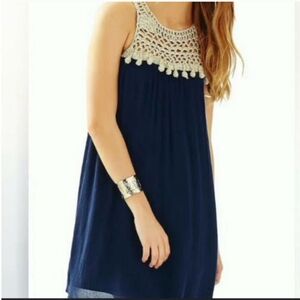 Lilly Pulitzer Rachelle dress in Navy with Gold‎ metallic Size XXS